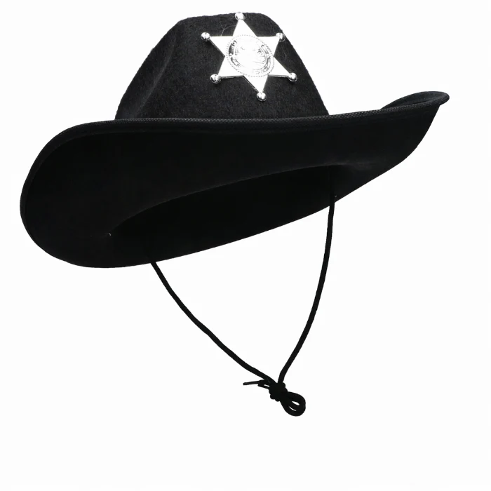Hoed cowboy zwart met badge