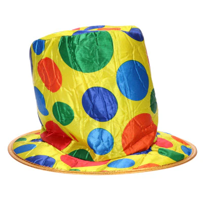 Hoed hoog clown stippen geel