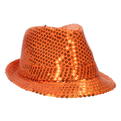 Hoed pailletten oranje - Image 2