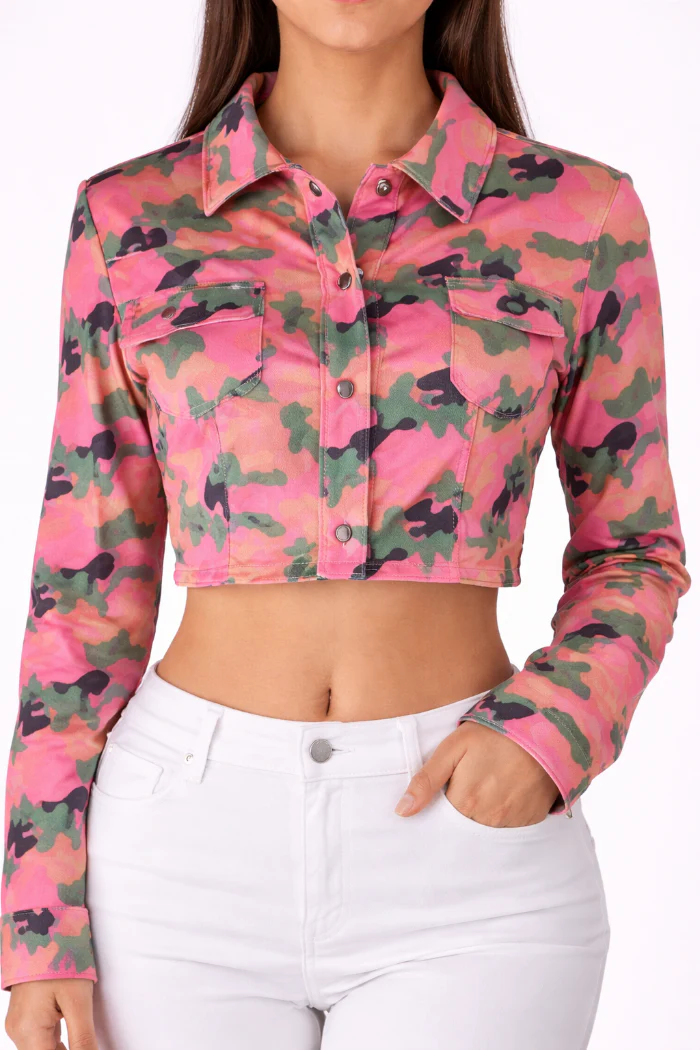 Jasje dames camouflage roze/groen maat M/L