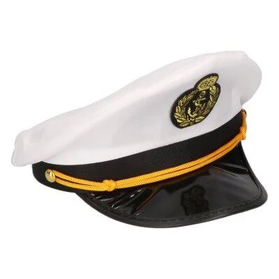 Kapiteinspet met embleem zwart/wit