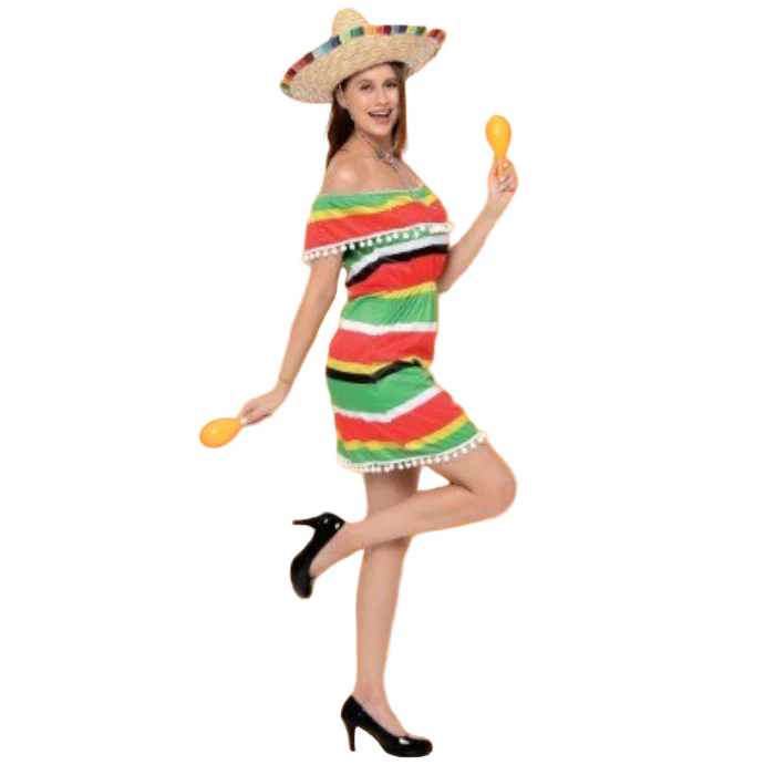 Kostuum jurk Mexico meerkleurig dames maat L/XL