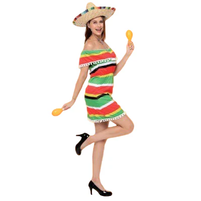 Kostuum jurk Mexico meerkleurig dames maat S/M