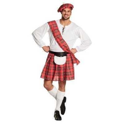 Kostuum Scotsman heren rood/wit maat 50/52