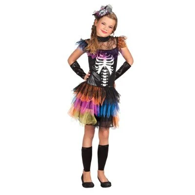 Kostuum Skeleton prinses meerkleurig meisje 10-12 jaar