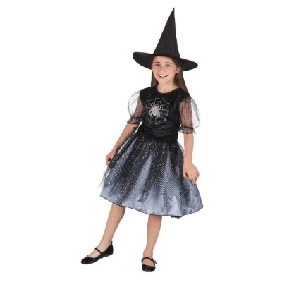 Kostuum Spider witch zwart meisje 7-9 jaar