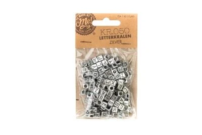 Kralen letters zilver ca. 150 stuks