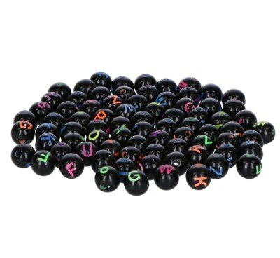 Kralen letters zwart ca. 20g