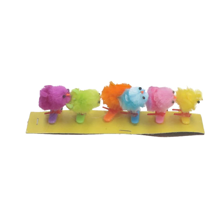 Kuikentjes chenille op clip 6 stuks