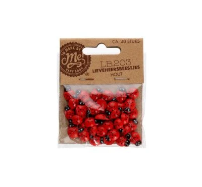 Lieveheersbeestjes hout rood/zwart ca. 40 stuks