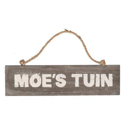 Houten Bord Moe's tuin hout bruin/wit