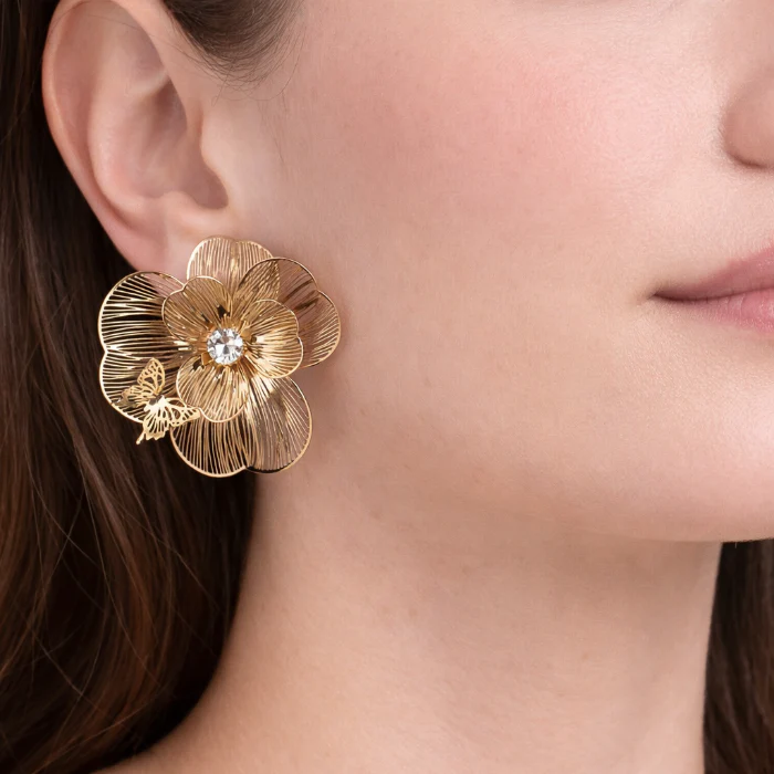 Oorbellen bloem goud #249 - Image 2