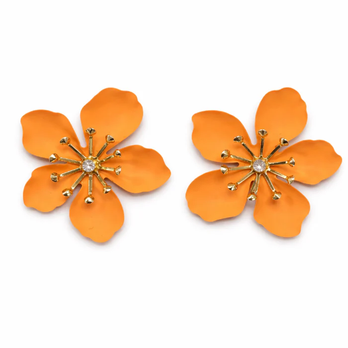 Oorbellen bloemen oranje