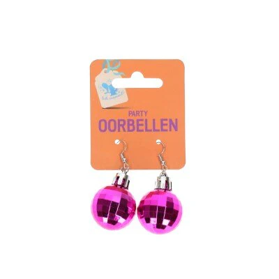 Oorbellen discobal roze