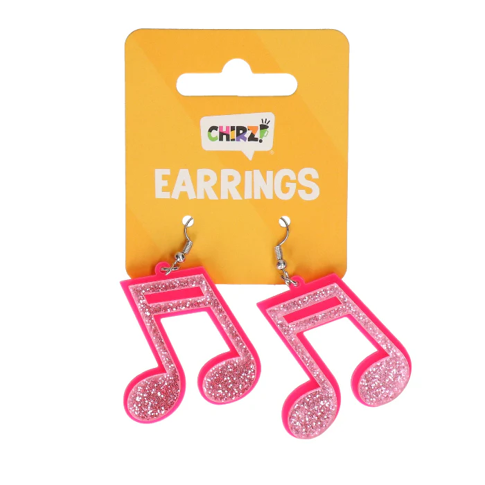 Oorbellen muzieknoot roze