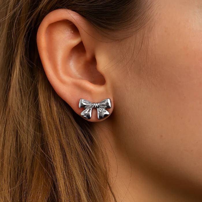 Oorbellen strik zilver #263