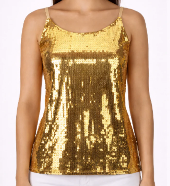 Party top pailletten goud one size