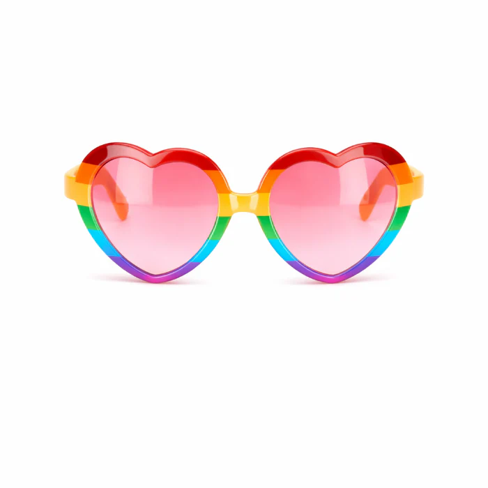 Partybril hart regenboog