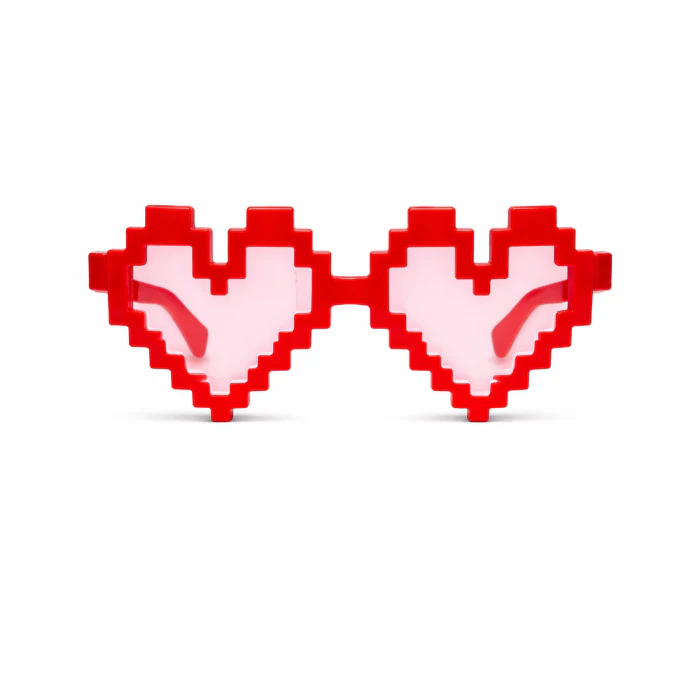 Partybril pixel hart rood