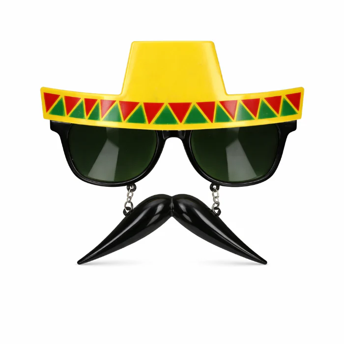 Partybril sombrero met snor