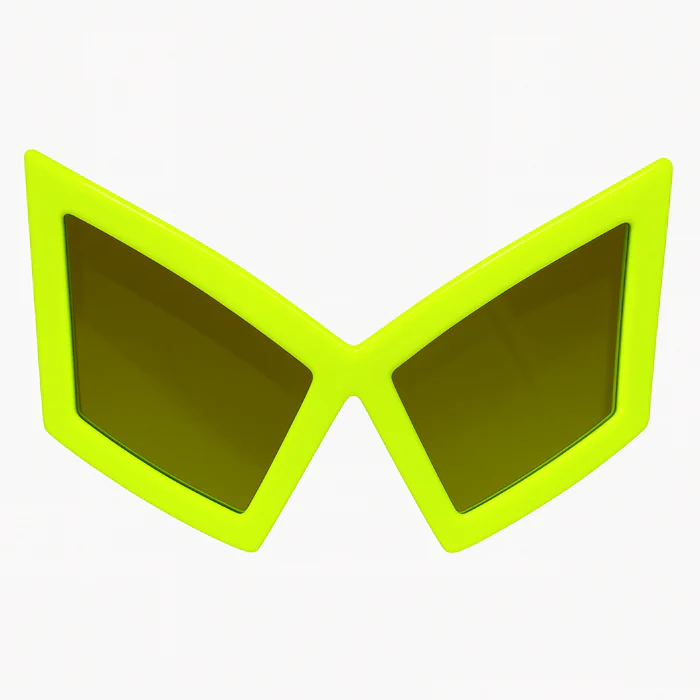 Partybril vlinder neon geel