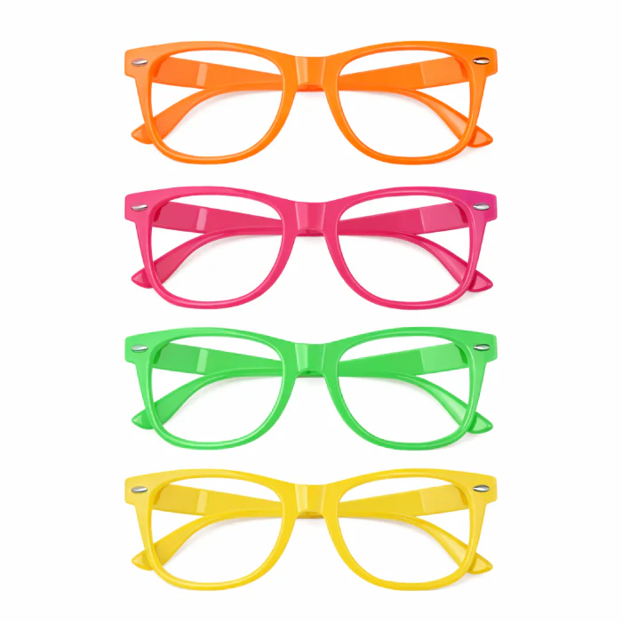 Partybrillen neon meerkleurig 4 stuks