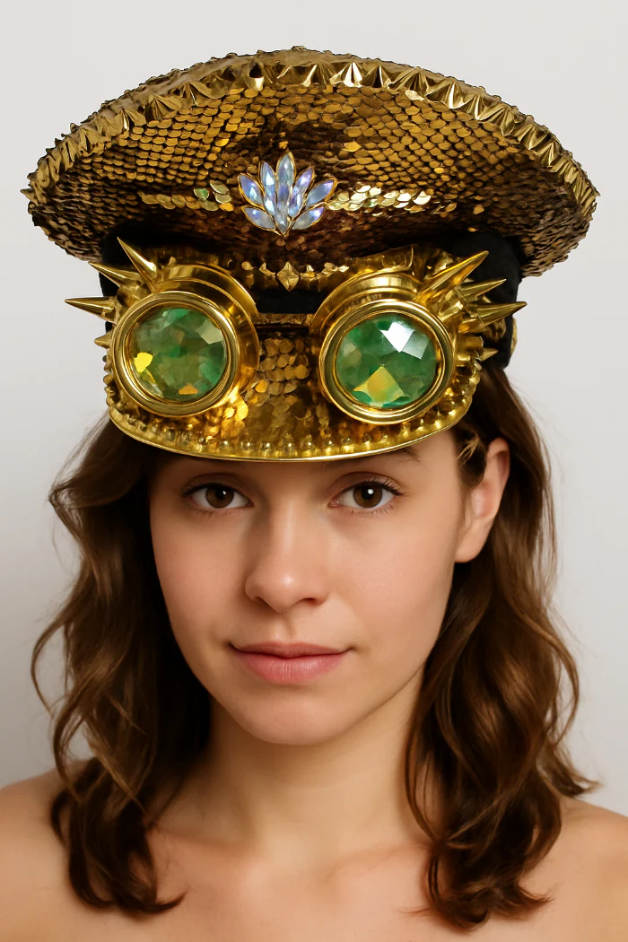 Pet pailletten met bril goud - Image 2