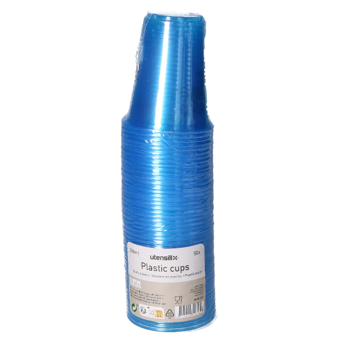 Plastic beker blauw 200ml 50 stuks