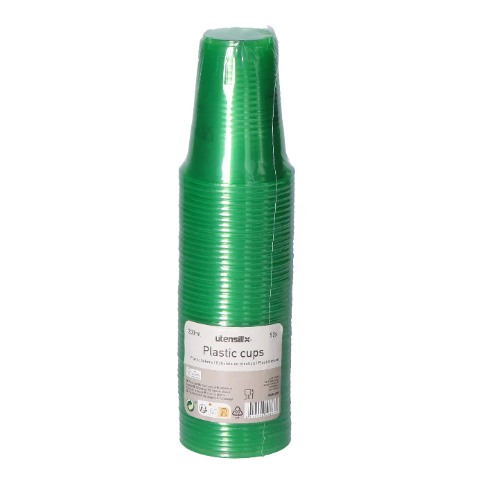 Plastic beker groen 200ml 50 stuks