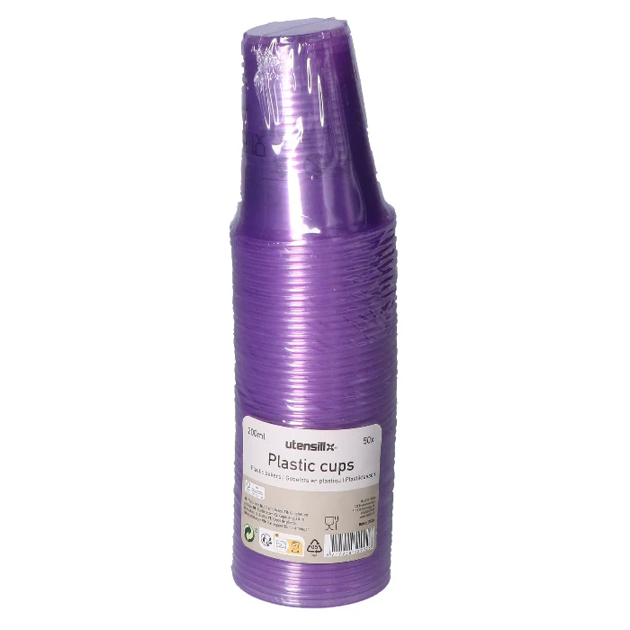 Plastic beker paars 200ml 50 stuks
