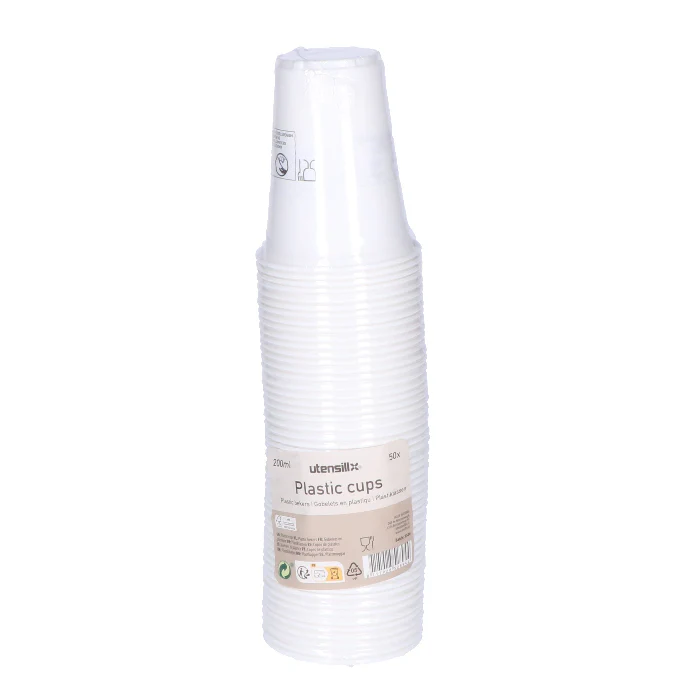 Plastic beker wit 200ml 50 stuks