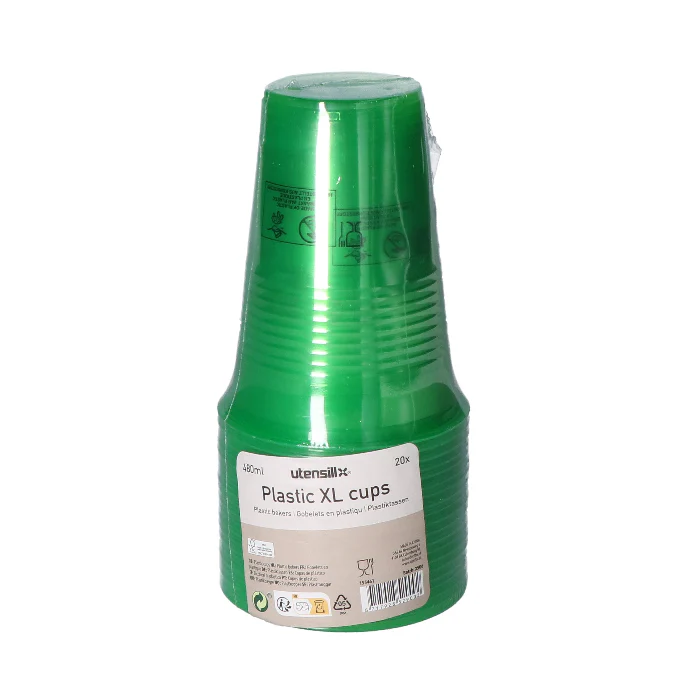 Plastic beker XL groen 480ml 20 stuks