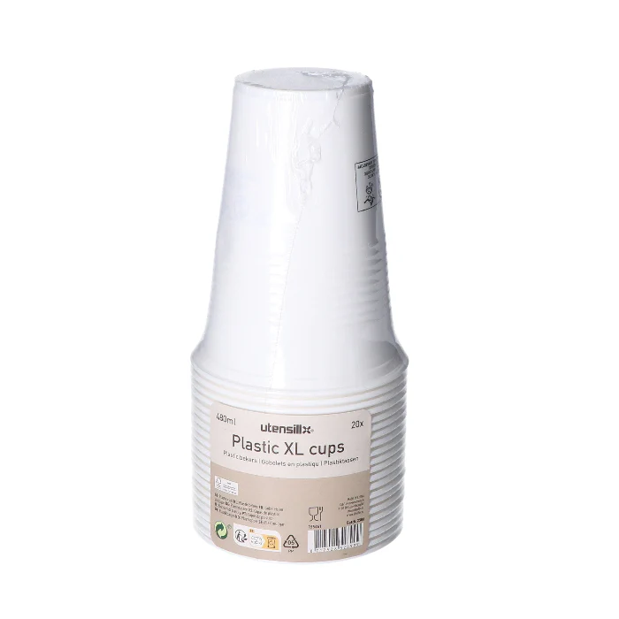 Plastic beker XL wit 480ml 20 stuks