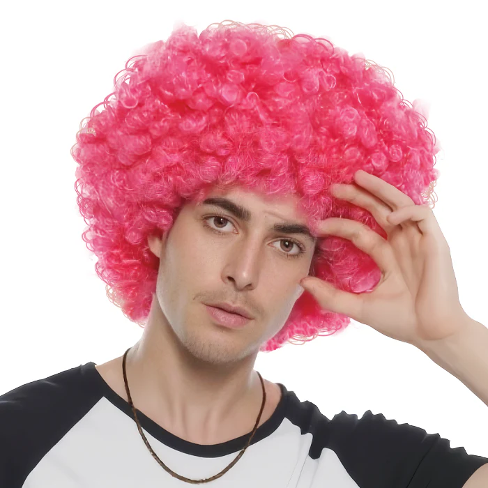 Pruik afro roze