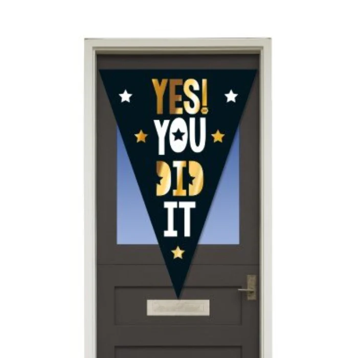 Puntvlag "You did it" zwart/goud 100 x 150cm