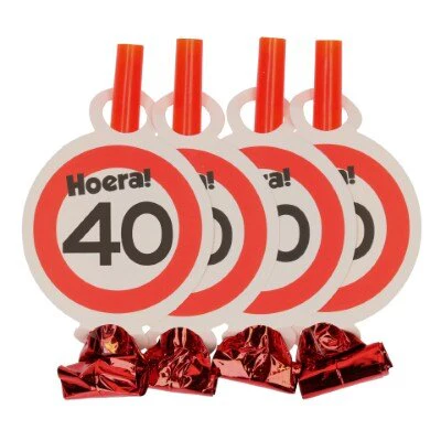Rolfluitjes 40 jaar rood/wit 4 stuks