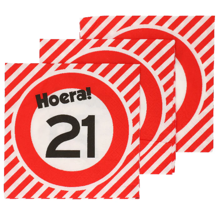 Servetten 21 jaar verkeersbord 20St