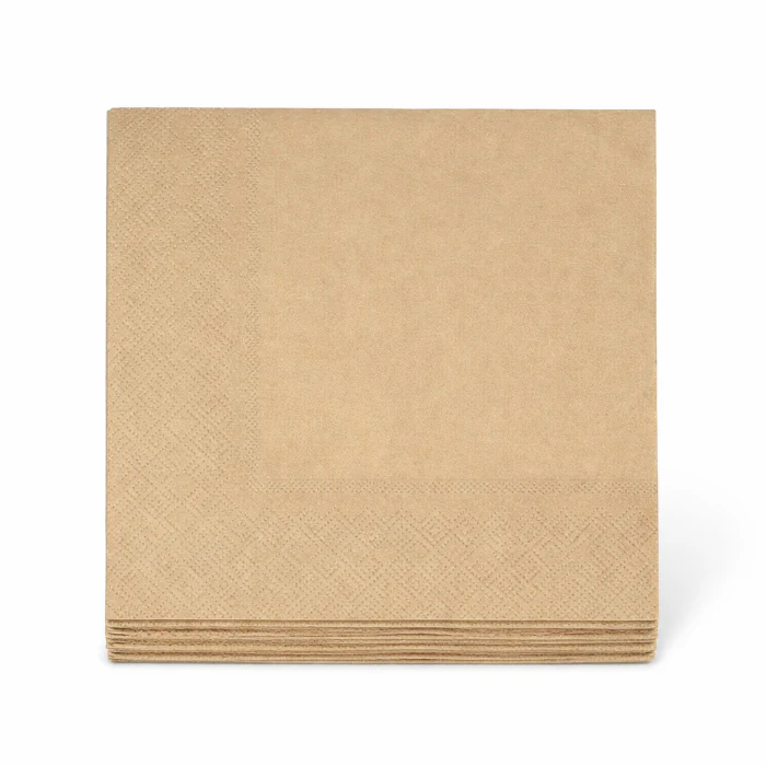 Servetten 3 laags goud 33x33cm 20 stuks