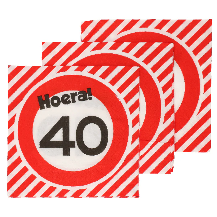 Servetten 40 jaar verkeersbord 20st