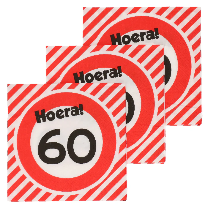 Servetten 60 jaar verkeersbord 20St