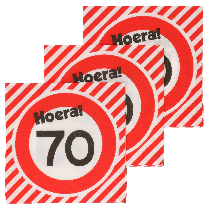 Servetten 70 jaar verkeersbord 20st