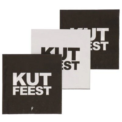 Servetten Kutfeest zwart/wit 20 stuks