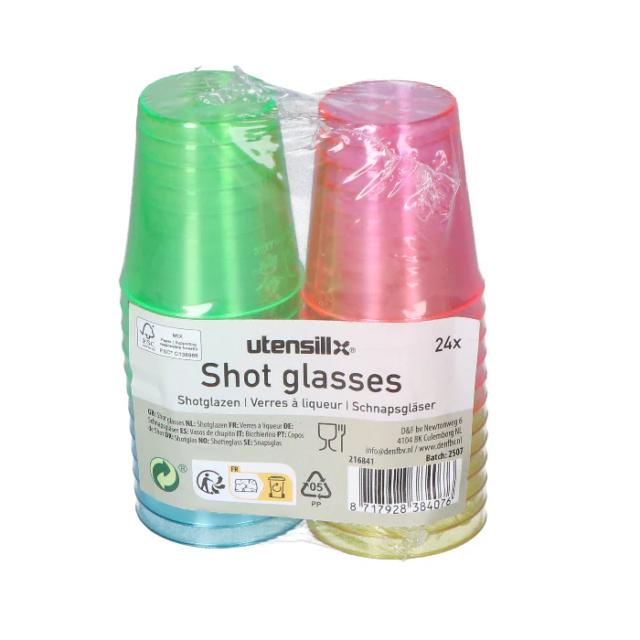Shotglazen gekleurd 24sts - 20 ML
