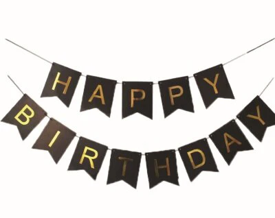Slinger Happy Birthday zwart/goud 3m