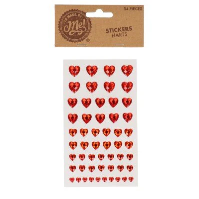 Stickers diamantjes hart rood 54 stuks