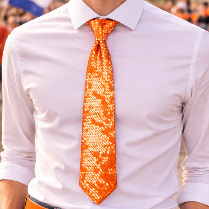 Stropdas pailletten oranje