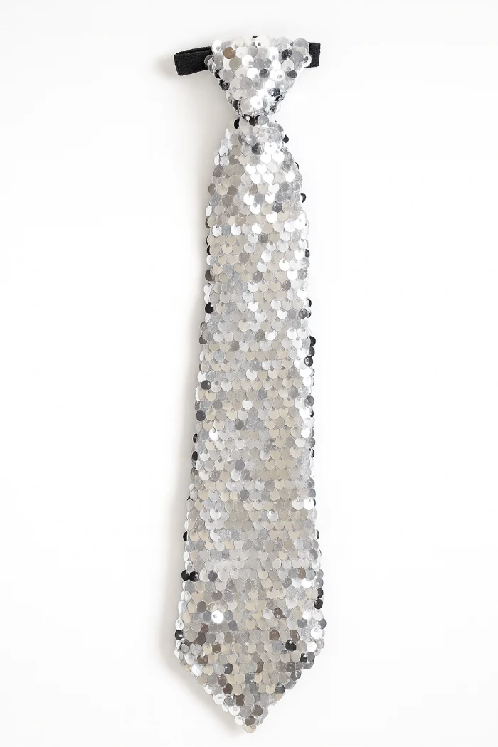 Stropdas pailletten zilver