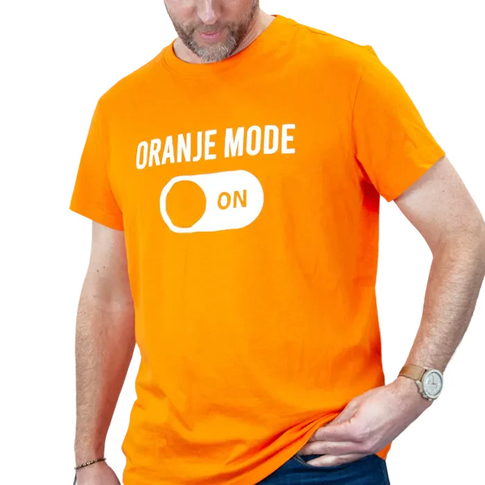T-shirt oranje heren - Oranje mode on - one size
