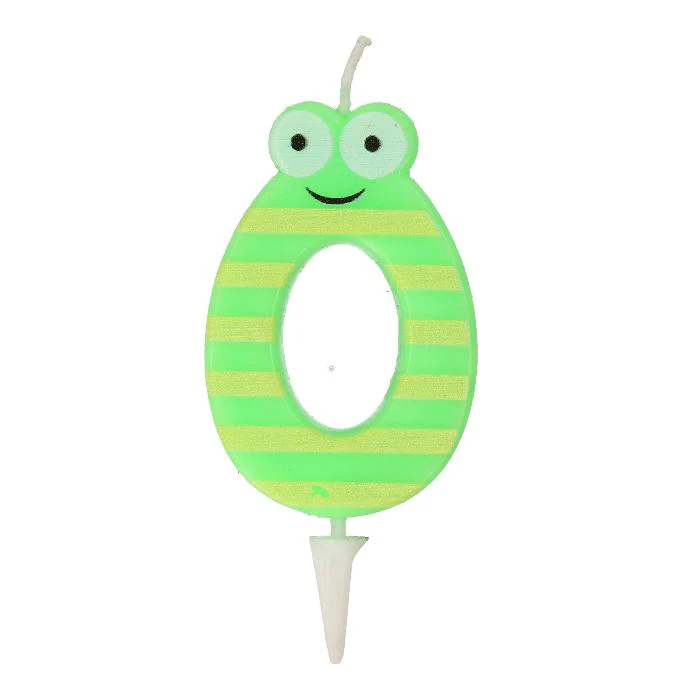 Taartkaars ogen groen/geel cijfer 0