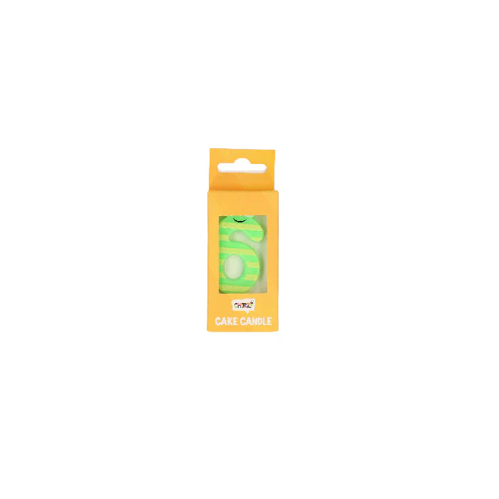 Taartkaars ogen groen/geel cijfer 6